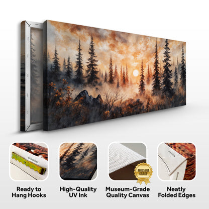 Rustic Forest Sunset Wall Art | Cozy Nature Home Decor