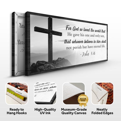 John 3:16 For God So Loved The World Canvas - Christian Faith Wall Art Sign