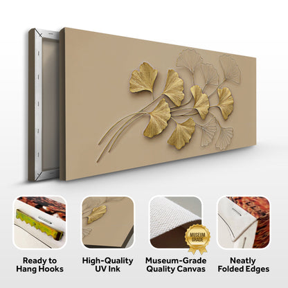 Golden Botanical Wall Art | Luxury Floral Canvas Print