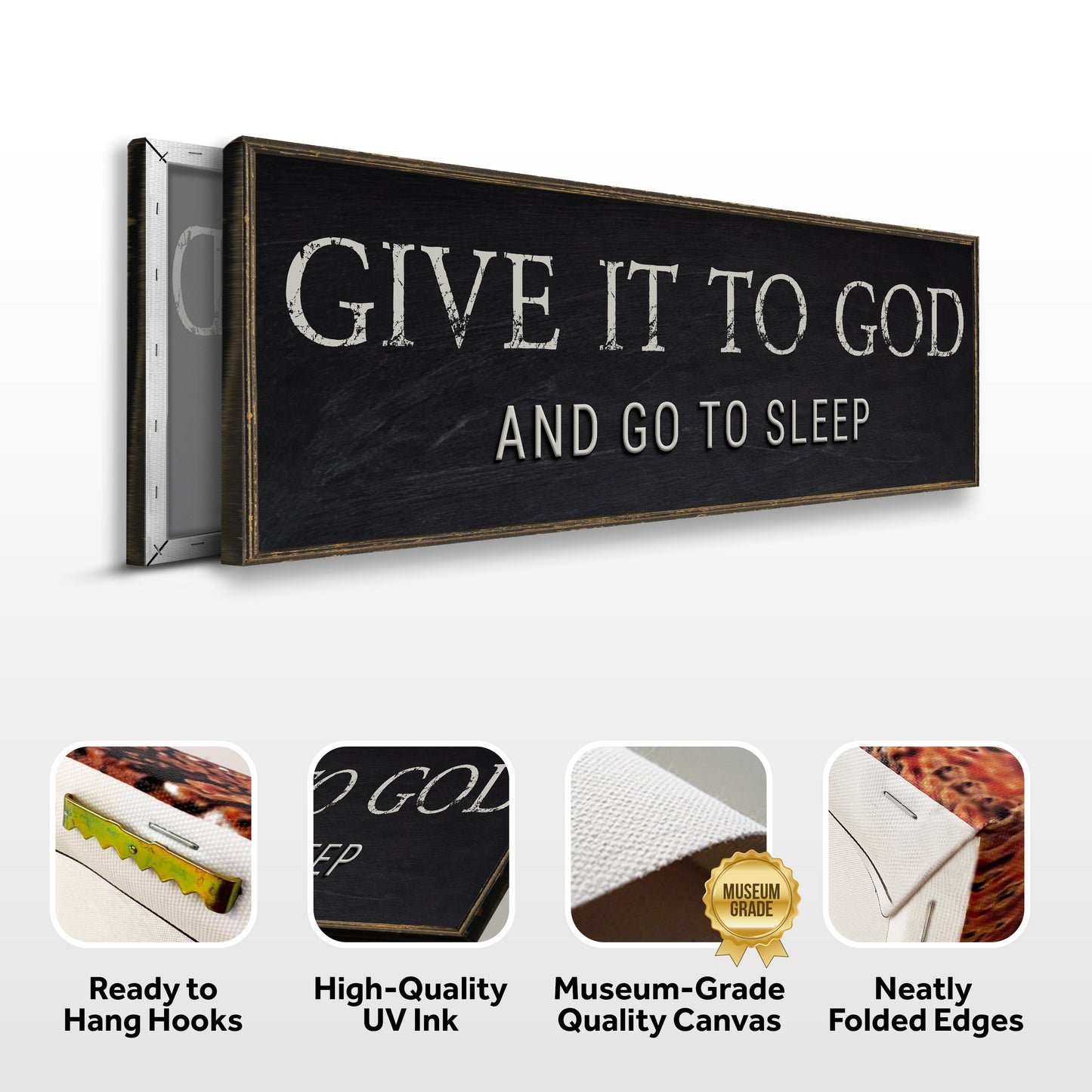 Give It To God And Go To Sleep Bedroom Sign - Christian Faith Canvas Wall Art