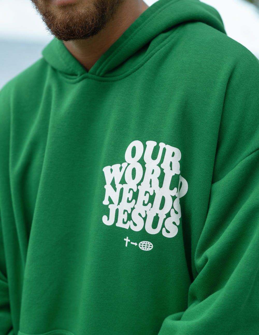 Our World Needs Jesus Unisex Hoodie - John 12:46 Christian Sweatshirt Gift