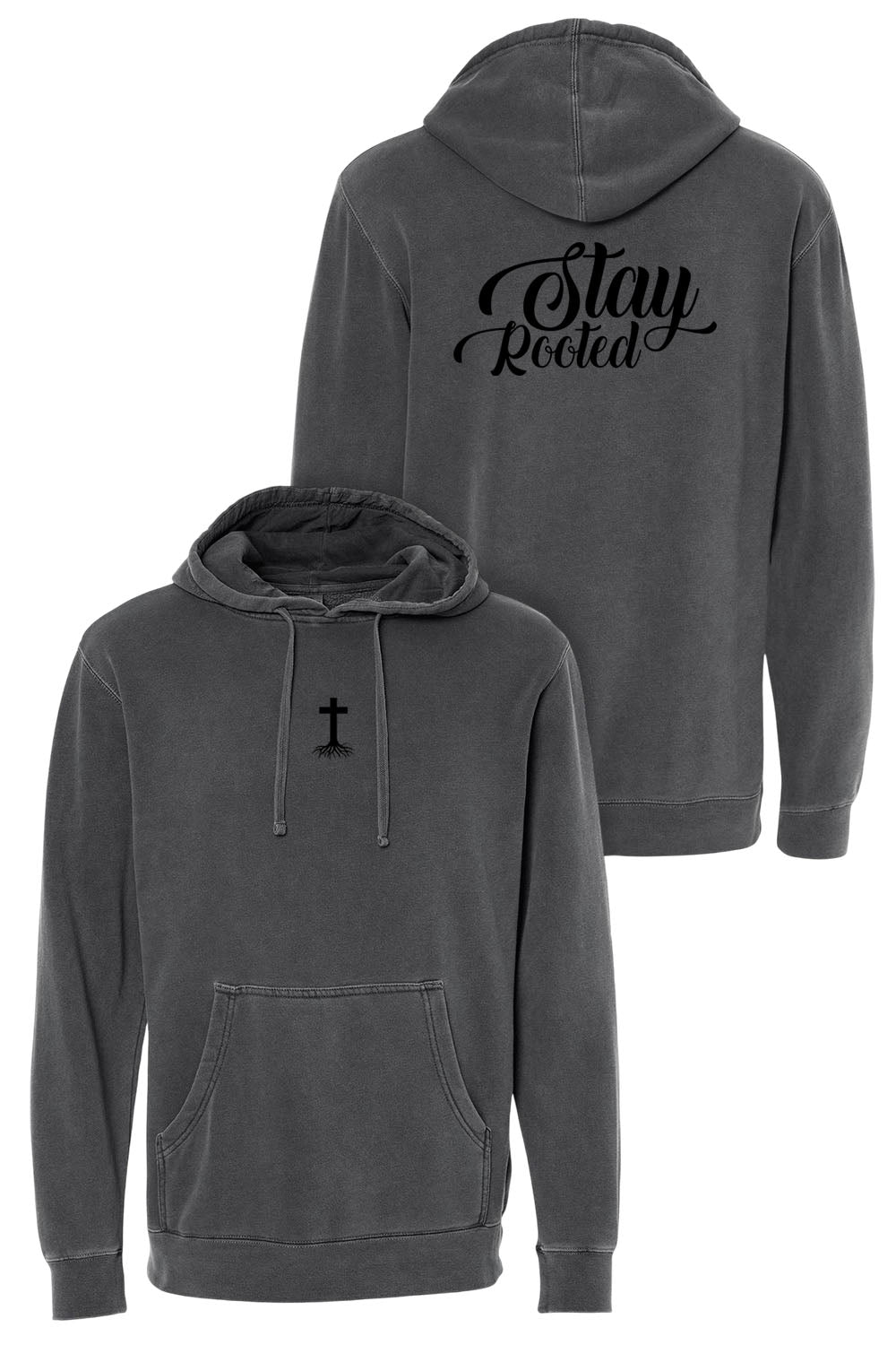 Stay Rooted Unisex Pigment-Dyed Hoodie - Christian Faith Sweatshirt Gift