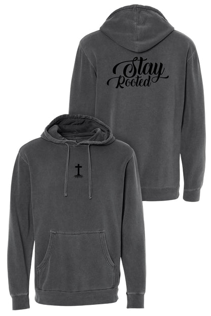 Stay Rooted Unisex Pigment-Dyed Hoodie - Christian Faith Sweatshirt Gift