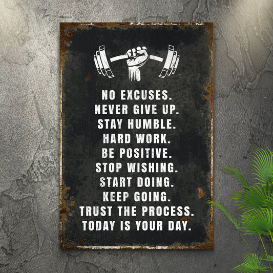 No Excuses Motivational Sign | Accountability Wall Art