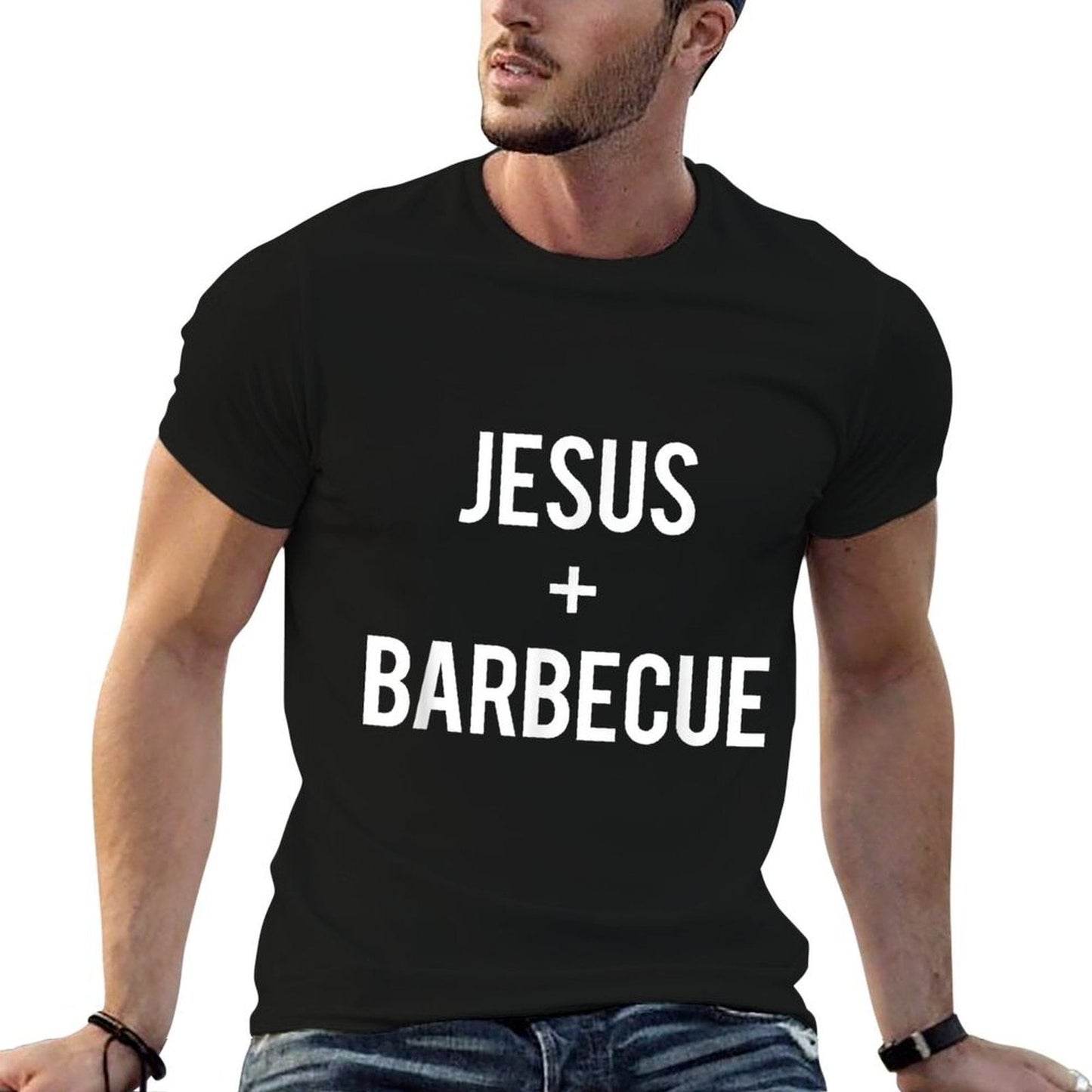 Love Jesus And BBQ T-Shirt - Funny Christian Food Faith Gift for Men Women