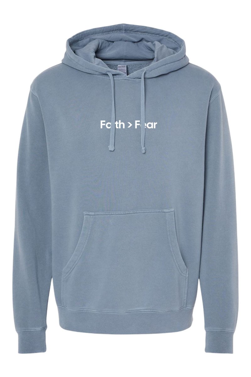 Faith Over Fear Unisex Pigment-Dyed Hoodie - Christian Sweatshirt Gift