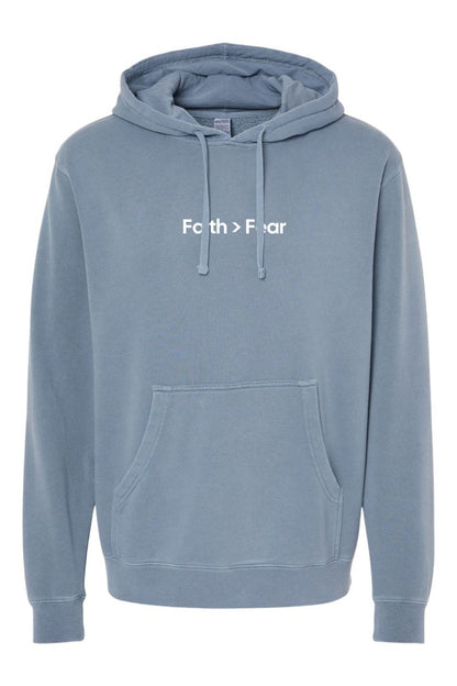 Faith Over Fear Unisex Pigment-Dyed Hoodie - Christian Sweatshirt Gift