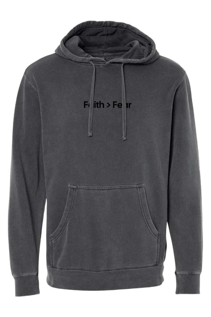 Faith Over Fear Unisex Pigment-Dyed Hoodie - Christian Sweatshirt Gift