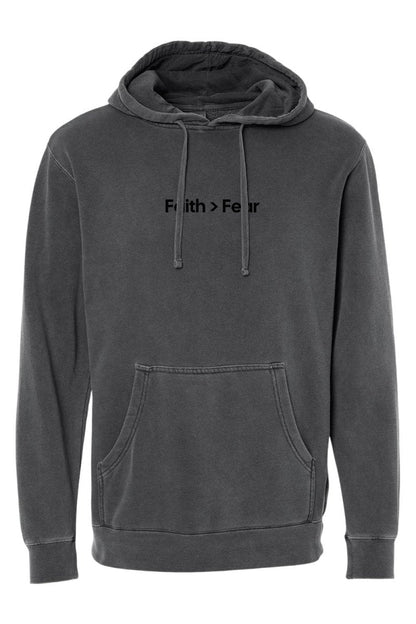 Faith Over Fear Unisex Pigment-Dyed Hoodie - Christian Sweatshirt Gift