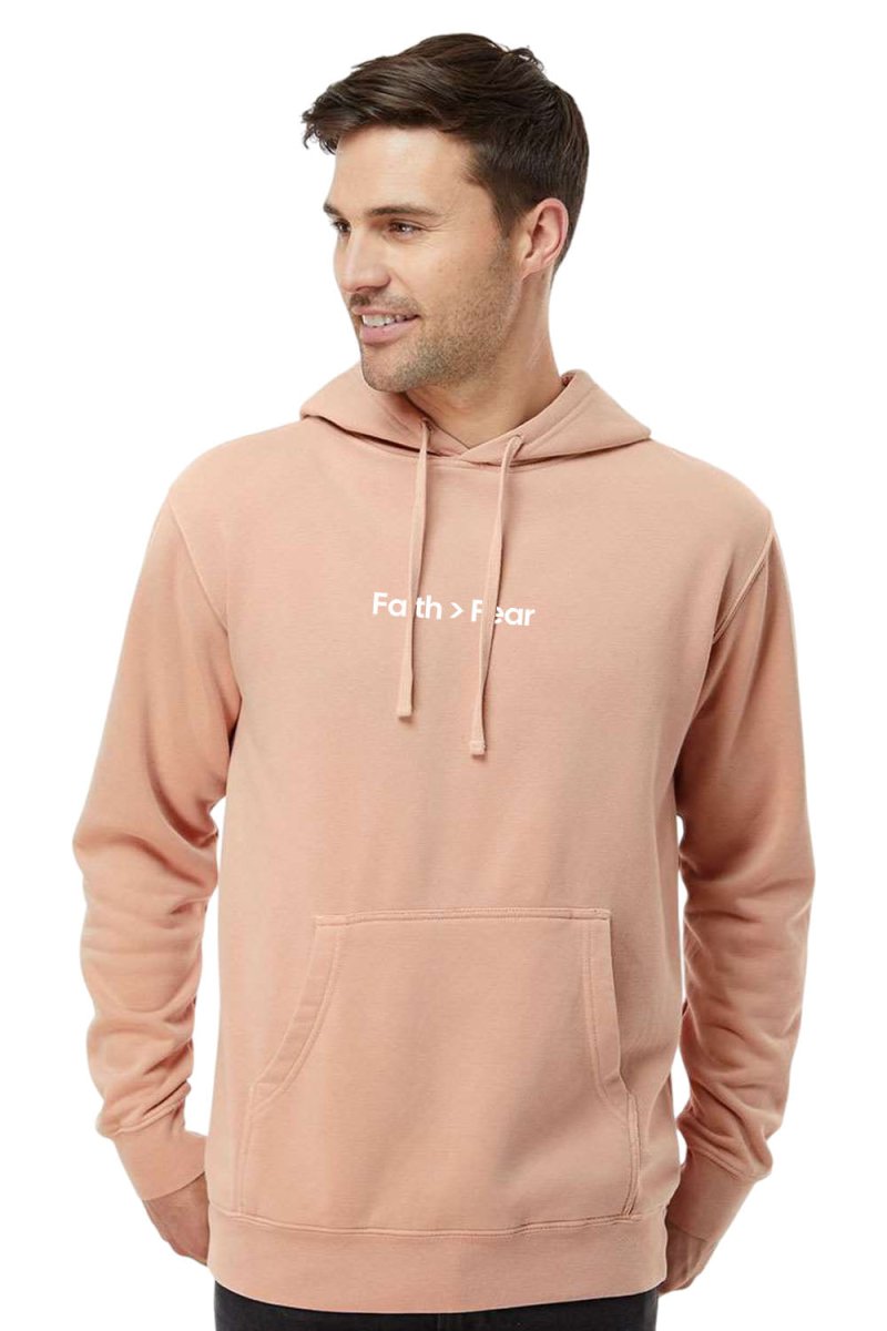 Faith Over Fear Unisex Pigment-Dyed Hoodie - Christian Sweatshirt Gift