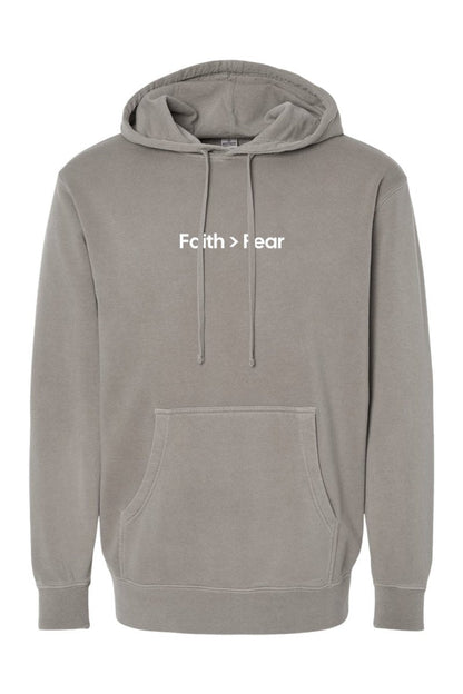 Faith Over Fear Unisex Pigment-Dyed Hoodie - Christian Sweatshirt Gift