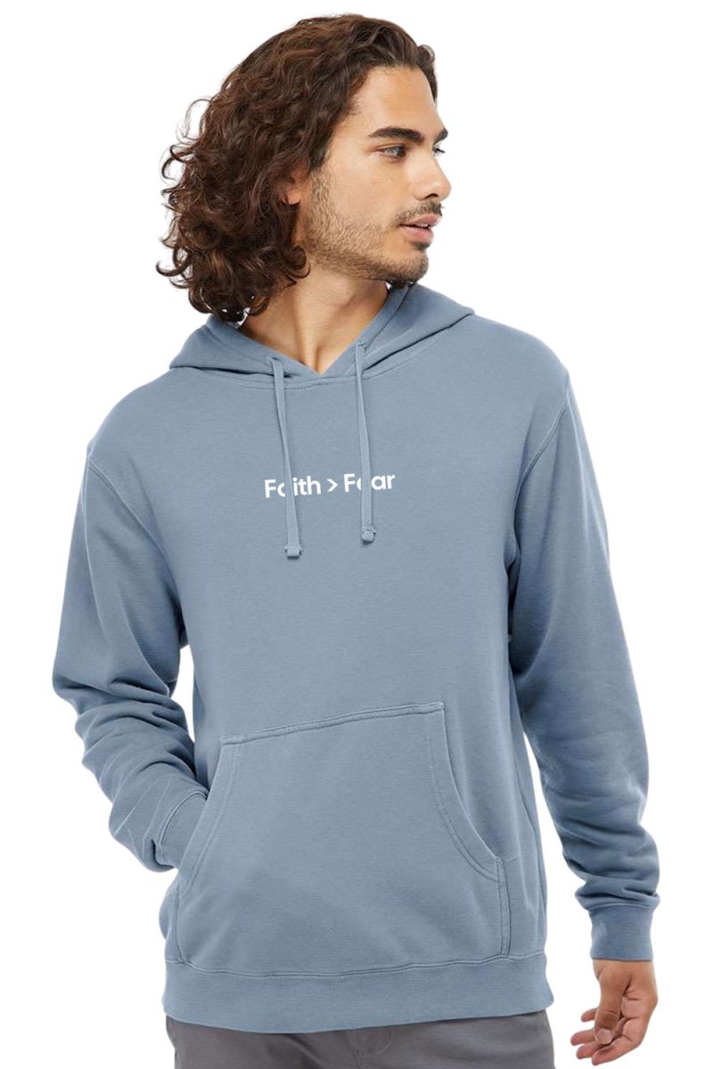 Faith Over Fear Unisex Pigment-Dyed Hoodie - Christian Sweatshirt Gift