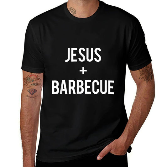 Love Jesus And BBQ T-Shirt - Funny Christian Food Faith Gift for Men Women