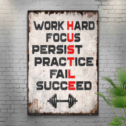 HUSTLE Motivational Portrait Sign | Work Ethic Wall Art